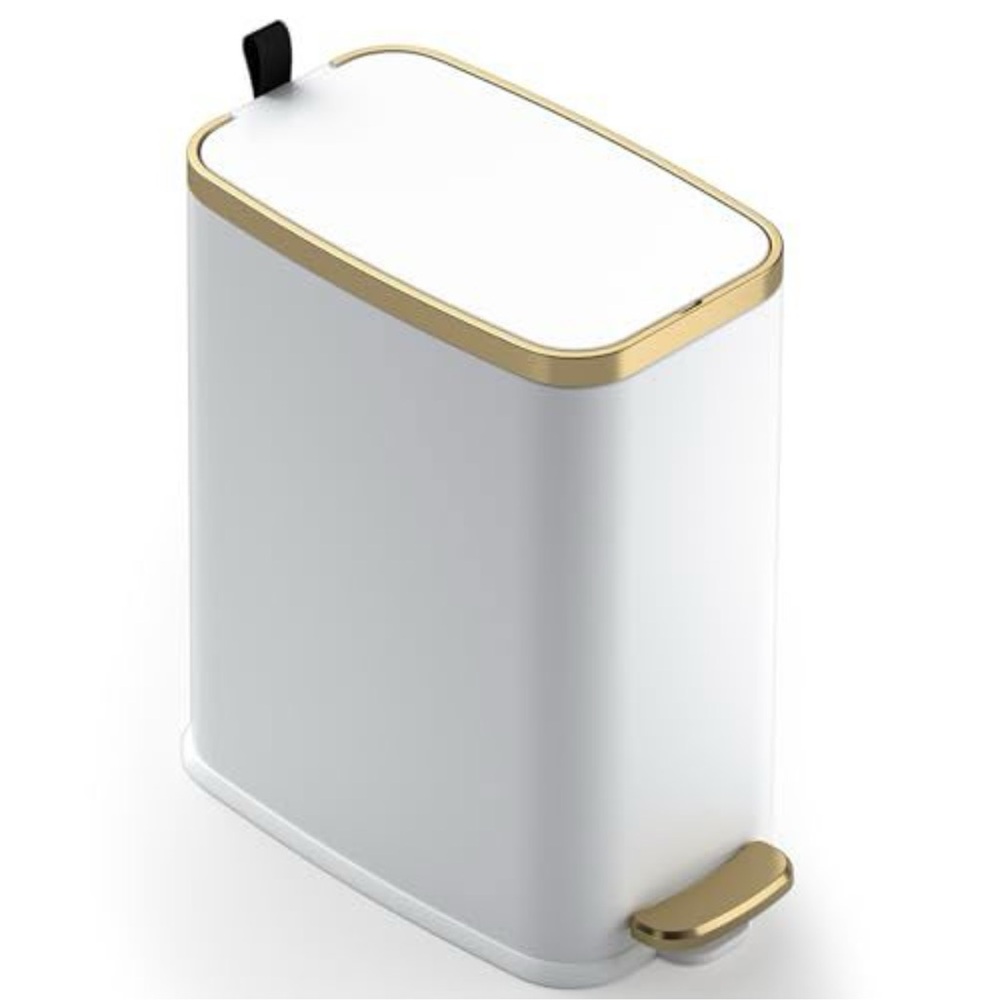 White and Gold Trash Bin